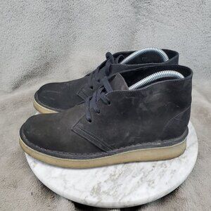 Clarks Shoes Womens Size 8 Black Leather Desert Coal Lace Up Chukka Boots